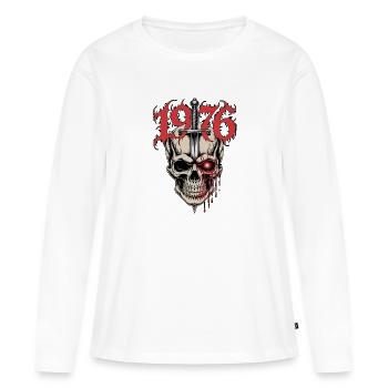 Schädel mit Dolch 1976 - Frauen Premium Bio Langarmshirt - Weiß - Vorne - Julia (174cm)