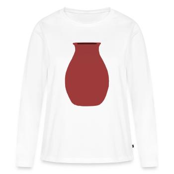 Silhouette de vase en terre cuite - T-shirt manches longues Premium bio Femme - blanc - Devant - Julia (174cm)