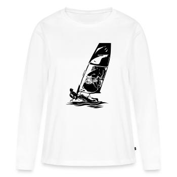 Skiff ouvert Dériveur à voile Régate de voiliers Enfants - T-shirt manches longues Premium bio Femme - blanc - Devant - Julia (174cm)