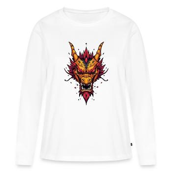 Dragon asiatique flamboyant - T-shirt manches longues Premium bio Femme - blanc - Devant - Julia (174cm)