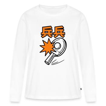 Tischtennis – Tennistisch - Frauen Premium Bio Langarmshirt - Weiß - Vorne - Julia (174cm)