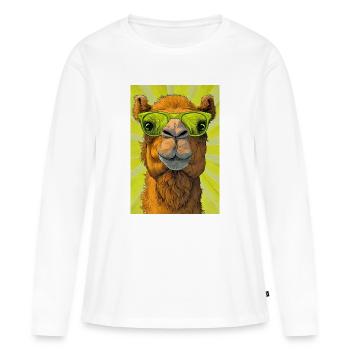 Kamel - Frauen Premium Bio Langarmshirt - Weiß - Vorne - Julia (174cm)