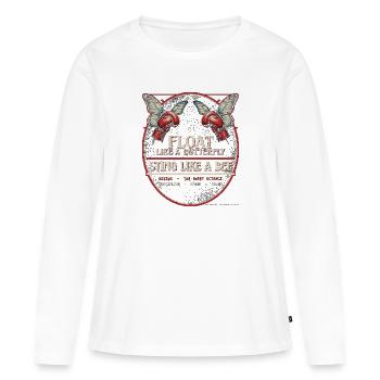 Schweben wie Schmetterling, Stechen wie Biene - Frauen Premium Bio Langarmshirt - Weiß - Vorne - Julia (174cm)