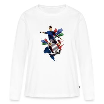 Francie - France - Drapeaux - T-shirt manches longues Premium bio Femme - blanc - Devant - Julia (174cm)