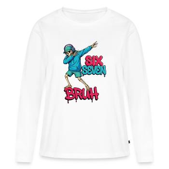 Chemise Skeleton Bruh Streetwear - T-shirt manches longues Premium bio Femme - blanc - Devant - Julia (174cm)