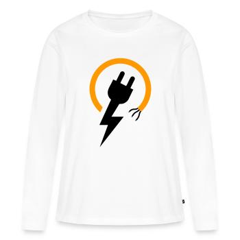 Elektriker Logo mit Blitz und Stecker - Frauen Premium Bio Langarmshirt - Weiß - Vorne - Julia (174cm)