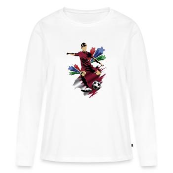 Qatar - Qatar - Drapeaux - T-shirt manches longues Premium bio Femme - blanc - Devant - Julia (174cm)