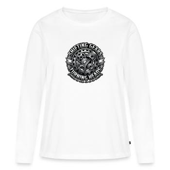 Core de vitesse : Changement de vitesse pour les têtes de rotation - T-shirt manches longues Premium bio Femme - blanc - Devant - Julia (174cm)