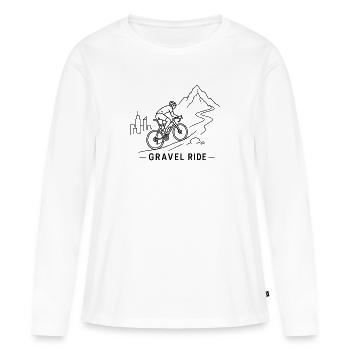 Aventure sur un sentier de montagne en gravier - T-shirt manches longues Premium bio Femme - blanc - Devant - Julia (174cm)
