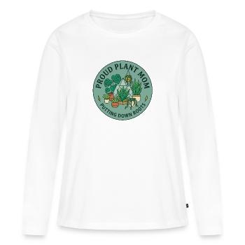 Proud Plant Mom : Consolider ses racines - T-shirt manches longues Premium bio Femme - blanc - Devant - Julia (174cm)