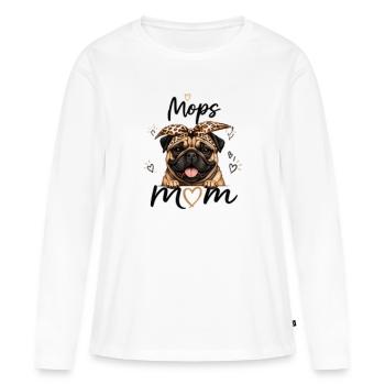Pug Mom – Cadeau pour les amateurs de carlins - T-shirt manches longues Premium bio Femme - blanc - Devant - Julia (174cm)