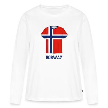 Maillot de football norvégien – Drapeau - T-shirt manches longues Premium bio Femme - blanc - Devant - Julia (174cm)