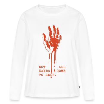 Red Dripping Hand Protest - Women's Premium Organic Long Sleeve Shirt - white - Front - Julia (174cm)