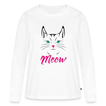 Süßes Katzenmiauen - Frauen Premium Bio Langarmshirt - Weiß - Vorne - Julia (174cm)