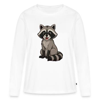 Fröhlicher Waschbär Cartoon-Motiv - Frauen Premium Bio Langarmshirt - Weiß - Vorne - Julia (174cm)