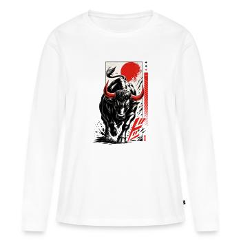 Bull Bull Anime Manga Style japonais - T-shirt manches longues Premium bio Femme - blanc - Devant - Julia (174cm)
