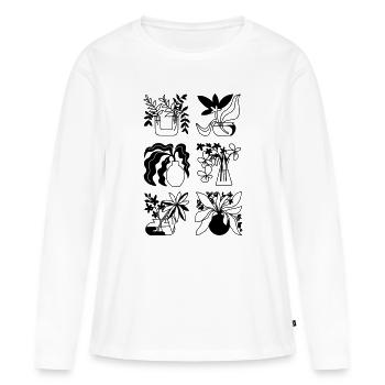Vases de fleurs - T-shirt manches longues Premium bio Femme - blanc - Devant - Julia (174cm)