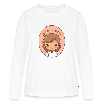 Ange avec halo en ovale - T-shirt manches longues Premium bio Femme - blanc - Devant - Julia (174cm)