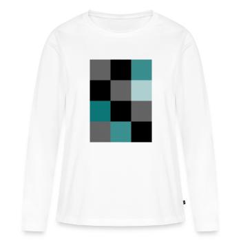 Pixel sarcelle - T-shirt manches longues Premium bio Femme - blanc - Devant - Julia (174cm)