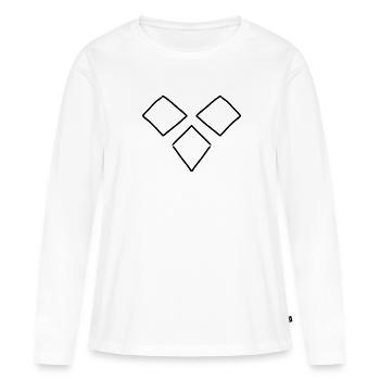 Formes Forme Carré - T-shirt manches longues Premium bio Femme - blanc - Devant - Julia (174cm)