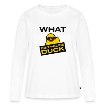 What the Duck, Squeaky Duck, Rubber Ducky - Women's Premium Organic Long Sleeve Shirt - white - Front - Julia (174cm)
