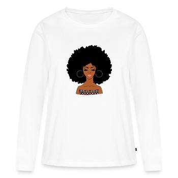 Femme afro - T-shirt manches longues Premium bio Femme - blanc - Devant - Julia (174cm)