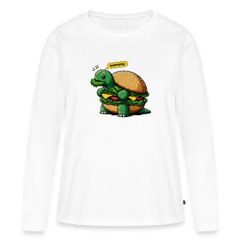 Turtle Burger Drôles D’animaux - T-shirt manches longues Premium bio Femme - blanc - Devant - Julia (174cm)