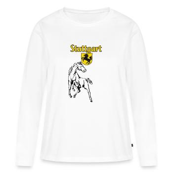 Stuttgart - Frauen Premium Bio Langarmshirt - Weiß - Vorne - Julia (174cm)