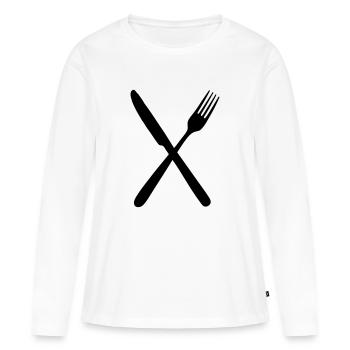 Fork and knife - Women's Premium Organic Long Sleeve Shirt - white - Front - Julia (174cm)