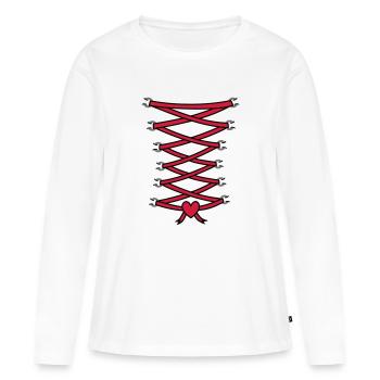 coeur corset - T-shirt manches longues Premium bio Femme - blanc - Devant - Julia (174cm)