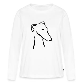 Tête de lévrier - T-shirt manches longues Premium bio Femme - blanc - Devant - Julia (174cm)