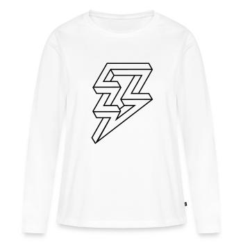 Boulon illusion lighning hippie de la foudre - T-shirt manches longues Premium bio Femme - blanc - Devant - Julia (174cm)