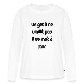 geeks - Women's Premium Organic Long Sleeve Shirt - white - Front - Julia (174cm)