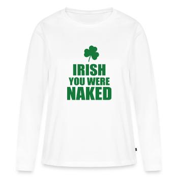 Irlandais tu étais nu - T-shirt manches longues Premium bio Femme - blanc - Devant - Julia (174cm)