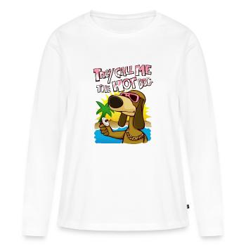 ils me le hot-dog appellent - T-shirt manches longues Premium bio Femme - blanc - Devant - Julia (174cm)