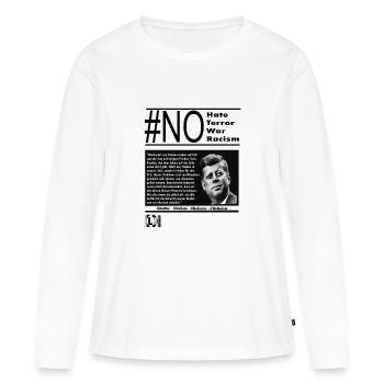 NoHate Kennedy cite l'allemand - T-shirt manches longues Premium bio Femme - blanc - Devant - Julia (174cm)
