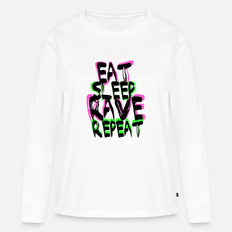 Rave Repeat - Frauen Premium Bio Langarmshirt - Weiß