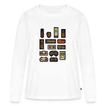 pixelcontrol - Frauen Premium Bio Langarmshirt - Weiß - Vorne - Julia (174cm)