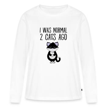 I Was Normal 2 Cats Ago - T-shirt manches longues Premium bio Femme - blanc - Devant - Julia (174cm)