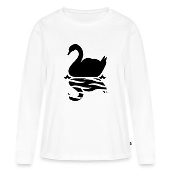 Schwan - Frauen Premium Bio Langarmshirt - Weiß - Vorne - Julia (174cm)
