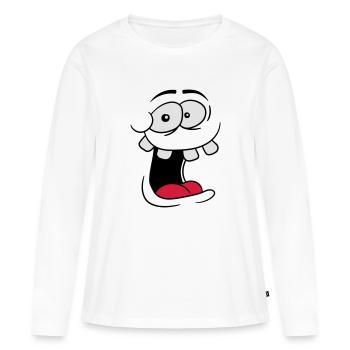 rire visage fou fou fou fou idiot drôle grimace id - T-shirt manches longues Premium bio Femme - blanc - Devant - Julia (174cm)
