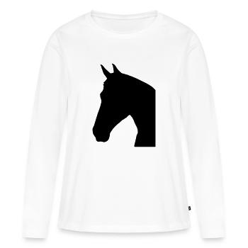 Pferdekopf SMILE - Frauen Premium Bio Langarmshirt - Weiß - Vorne - Julia (174cm)