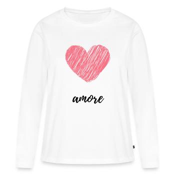 Amore - T-shirt manches longues Premium bio Femme - blanc - Devant - Julia (174cm)