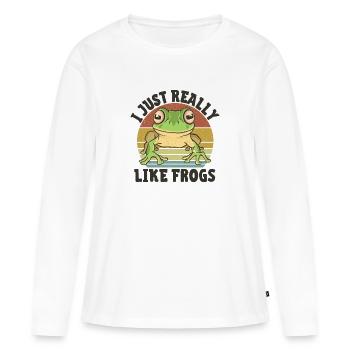 Grenouille - T-shirt manches longues Premium bio Femme - blanc - Devant - Julia (174cm)