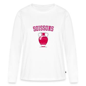 Soissons vase - pink - - T-shirt manches longues Premium bio Femme - blanc - Devant - Julia (174cm)