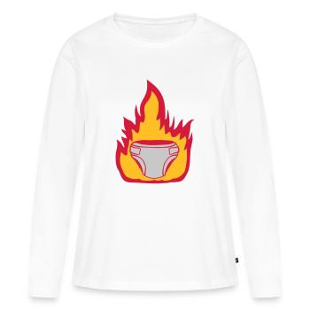 Feuer Windel heiß - Frauen Premium Bio Langarmshirt - Weiß - Vorne - Julia (174cm)