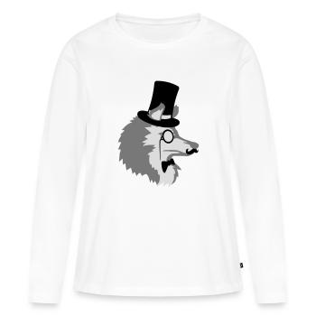 Sir Wolf Gentlemen Cylindre - T-shirt manches longues Premium bio Femme - blanc - Devant - Julia (174cm)