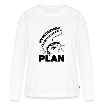 Mon plan de retraite - T-shirt manches longues Premium bio Femme - blanc - Devant - Julia (174cm)