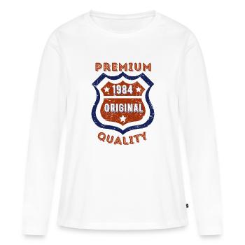 Qualité premium 1984 - T-shirt manches longues Premium bio Femme - blanc - Devant - Julia (174cm)