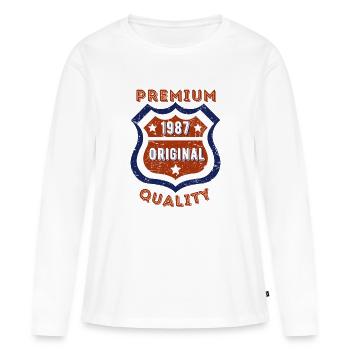Qualité premium 1987 - T-shirt manches longues Premium bio Femme - blanc - Devant - Julia (174cm)